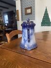 Stunning Rare La Belle Chocolate Pot  1890s-1910s Flow Blue  Wheeling Pottery