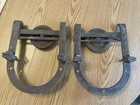 Vintage Horseshoe U Shape Antique Metal Barn Door Track Rollers Hangers Pair