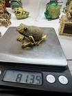 Metal Frog Trinket Box Hinged Lid Rhinestone Jeweled Green Eyes Figurine