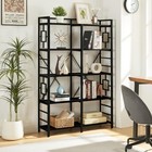 Bookshelf  Tall Double Wide 5 Tier Book Shelf  Engineered Wood And Metal Book   