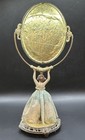 Antique Rare Art Nouveau Deco Woman With Dress Figural Brass Vanity Mirror 18 
