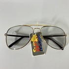 Vintage Nos Sun Magic Sunglasses Aviator Mob Gangster Dwight Gold Tone 80s Gray