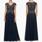 Alex Evening Sequin Beaded Gown Dress Sz 14 Navy Formal Wedding Mother Of Bride