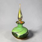 Rare Signed Lundberg Studios 2003 Pulled Feather Aurene Perfume Bottle Green