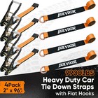 4 Pack Car Tie Down Straps For Trailers - 2  X 96  - 9900lbs Break Strength -   