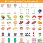 80pcs Kitchen Playset  Toddler Pretend Cooking With Pots  Pans  Cookware  Food  