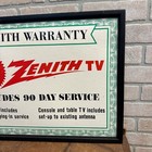 Vintage 1960s Zenith Television Tv Store Display Advertising Sign Framed Warrant