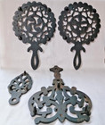 Vintage Black Cast Iron Footed Trivets - Set Of 4 - Pre-owned