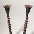 Vintage Pair Tall Brass Twist Spiral Candle Holders 11 