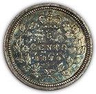 1870 Canada Five Cents Rainbow Toning Almost Uncirculated Au Coin  19699