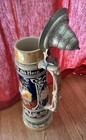 Large German Gerz Tavern Scene 4 Liter Ceramic Beer Stein Tankard Pewter Lid 22 