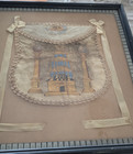 Antique  Mid   Late 1800s Masonic Apron  Framed Leather  Silk  Handpainted  Rare