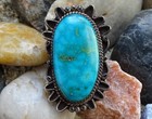 Vint Navajo Handmade Oval Turquoise Ring Size 7 75 Great Stone Sterling Silver