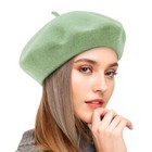Komorebi Beret Hats For Women Black Wool French Beret One Size Light Green