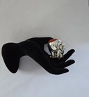 Antique Victorian Elephant Pin Cushion Red Velvet Sterling Silver