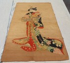 Antique Japanese Art Tapestry Textile Rug Geisha Meiji Time 83  X 51   Read   