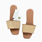 A New Day Nwt Maren Natural Woven Raffia Slide Sandals Size 11 Memory Foam