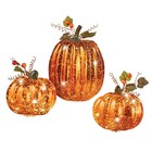 3 Lighted Mercury Glass Pumpkins Fall Thanksgiving Table Decor Centerpiece
