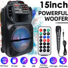 9000w Portable Bluetooth Speaker 15    Subwoofer Heavy Bass Party System Aux   Mic