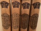 Set Of 4 Vintage 30    Chinese Carved Bamboo Calligraphy Wall Hangings