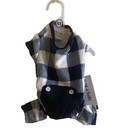 Wag-a-tude Navy Plaid Dog Sweater Xs Extra Small Puppy Cozy Pet Outfit D10