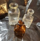 Antique vtg Apothecary Medicine Glass Bottles  Amber   Flint clear  Set Of 3