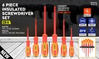 6pc 1000v Insulated Screwdriver Set Magnetic Tips Electrician Slotted Phillips