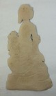 1880s Victorian Scrap Die-cut Woman In Green Dress W  Basket Of Flowers 6 5 