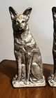 Pair Antique Cast Iron Silver German Shepherd Figurine Dog Door Stopper Vintage