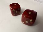 Pair Of Vintage Red Swirl Marbled Bakelite Backgammon Dice