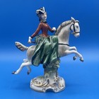 Vintage Porcelain Equestrian Pair Horse Man   Woman Riders Jump Fences  Germany