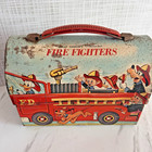 Vintage Walt Disney Firefighters Dome Metal Lunchbox Mickey Donald 1969 Aladdin