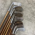 10 Vintage Antique Gold Clubs Wooden Shafts