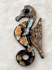 Vintage Mcm Lucite Resin Abalone Shell Seahorse Wall Art Decor Set - 8    4 