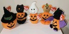 Ty 2011 Halloweenie Beanie Set 5      Batkin Catkin Ghostkin Teddykin Witchkin New