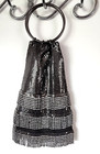 Whiting And Davis Diamante Fringe Black Mesh And Rhinestone Evening Bag Wristlet