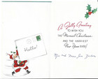 Vtg Christmas Greeting Card 3 5x5 5 Smiling Santa Claus Glittered Beard Holly