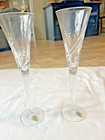 2 Waterford Crystal Wishes 11  Champagne Toasting Flutes New W Stickers