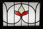 Floral Pretty Midsize Old English Leaded Stained Glass Window 22 3 4  X 13 3 4 