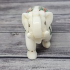 Marble Elephant 3  Statue Green Gemstone Inlay Floral Work Handmade Figurine