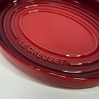 Le Creuset Cerise Red Glossy Oval Spoon Rest Stoneware 6-5 8  W Soap Holder Nwt