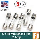 5 Pcs  Fast-blow Fuse 2a 250v Glass Fuses 5 X 20 Mm  2 Amp    Us Ship