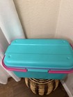 Vintage Eagle Craftstor Sewing Craft Storage Organizer Tote Bin Teal Purple Pink