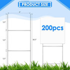 200 Pcs H Stakes For Yard Signs 16 5   X 7   Heavy Duty Metal H Frame Wire Stake