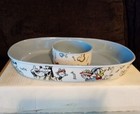 Vtg Disney Store Mickey Mouse Minnie Goofy Donald 2 Piece Ceramic Dip Chip Bowl