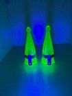 Pair Antique Uranium Glass Automobile Flower Bud Vases Limo -  Hearse Bracket 8 