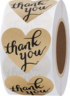 Love Heart Kraft Paper Thank You Stickers With Heart 1 5 Inch Adhesive Labels   