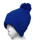 Thick Large Solid Color Pom Beanie Knit Winter Warm Cap Hat Black Blue Gray Pink