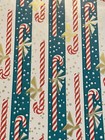 Vtg Christmas Wrapping Paper Gift Wrap Retro Candy Canes Red White Gold Green