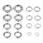 2pcs Steel Multi Size Large Guage Captive Bead Ring Silver Gold Septum Ear Hoop